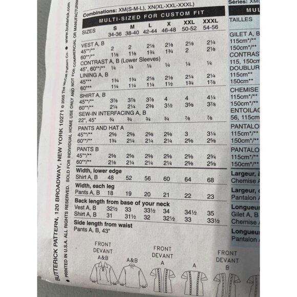 Butterick B4574 Costume Sewing Pattern Musketeer Pirate Robin Hood XL-XXXL NEW - Picture 4 of 6